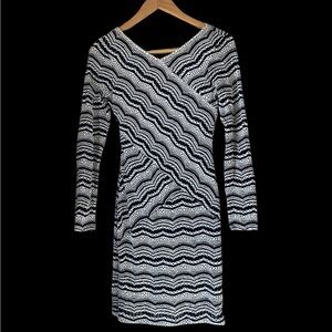 BCBGMaxAzria Black and White Asymmetrical Dress